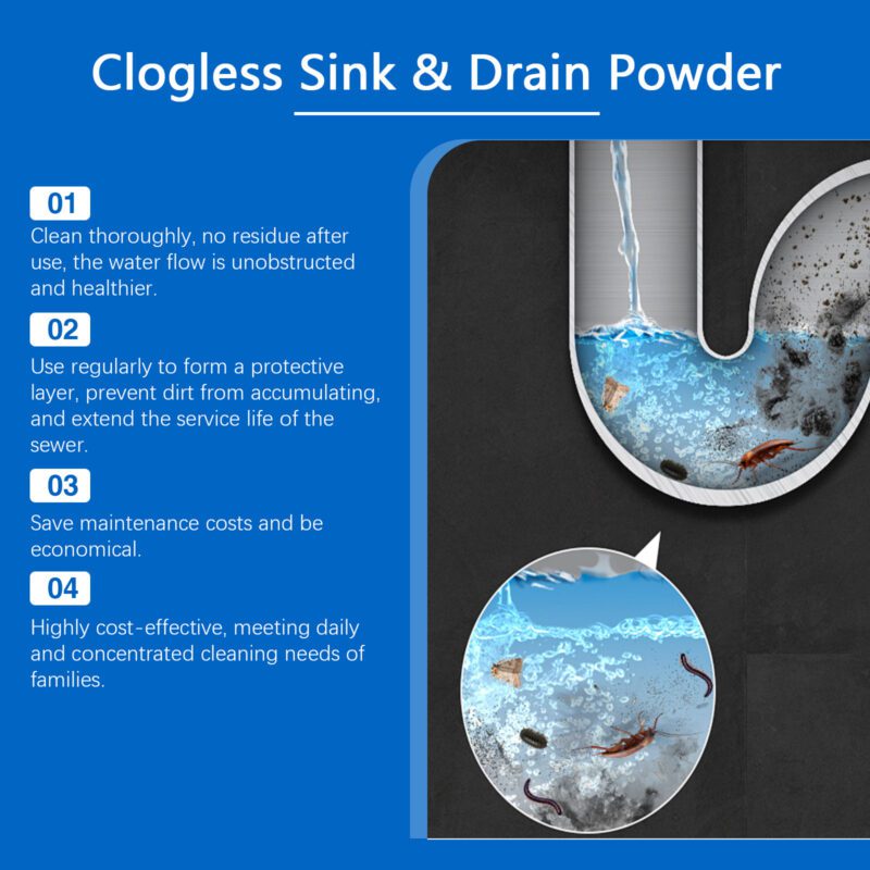 Bathroom Pipe Unblocking Powder - Quick-Dissolving, Safe Drain Cleaner for Household Clogs - Image 4