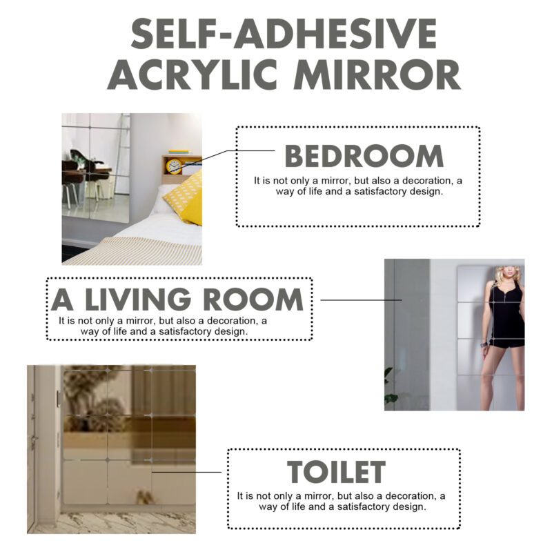 Fall-Proof Self-Adhesive Wall Mirror – Household Decor, Easy Install, Multi-Purpose - Image 3