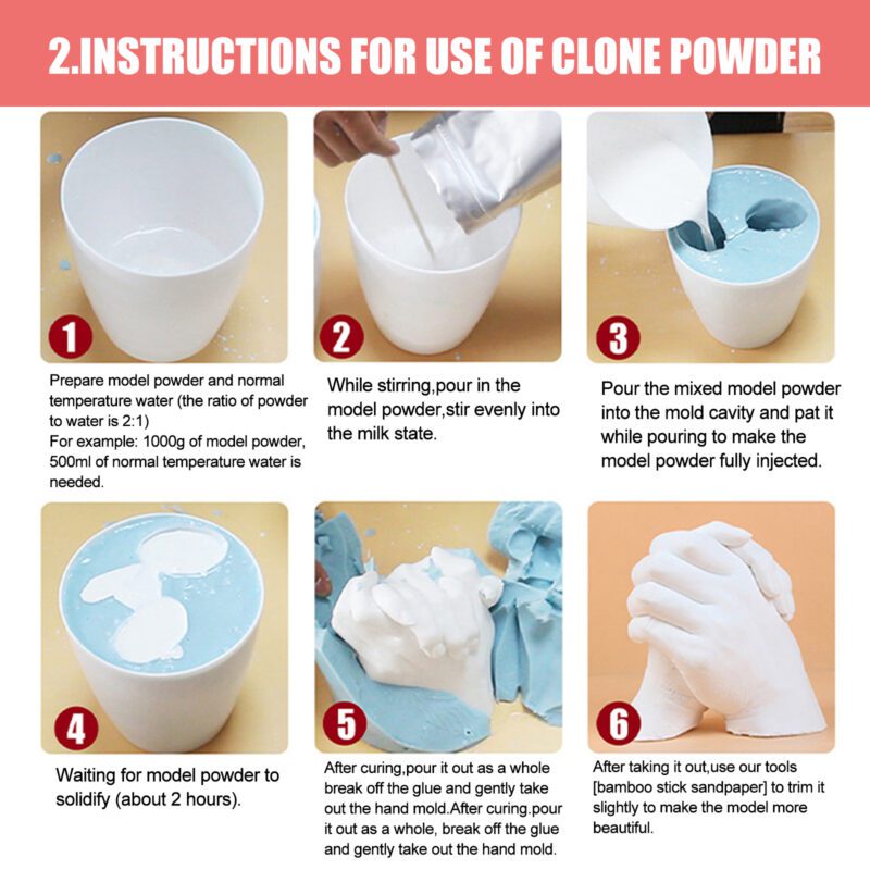 Family-Friendly DIY Hand Model Kit – Safe Plaster Mix, Easy Mold Making for Household Keepsakes - Image 6