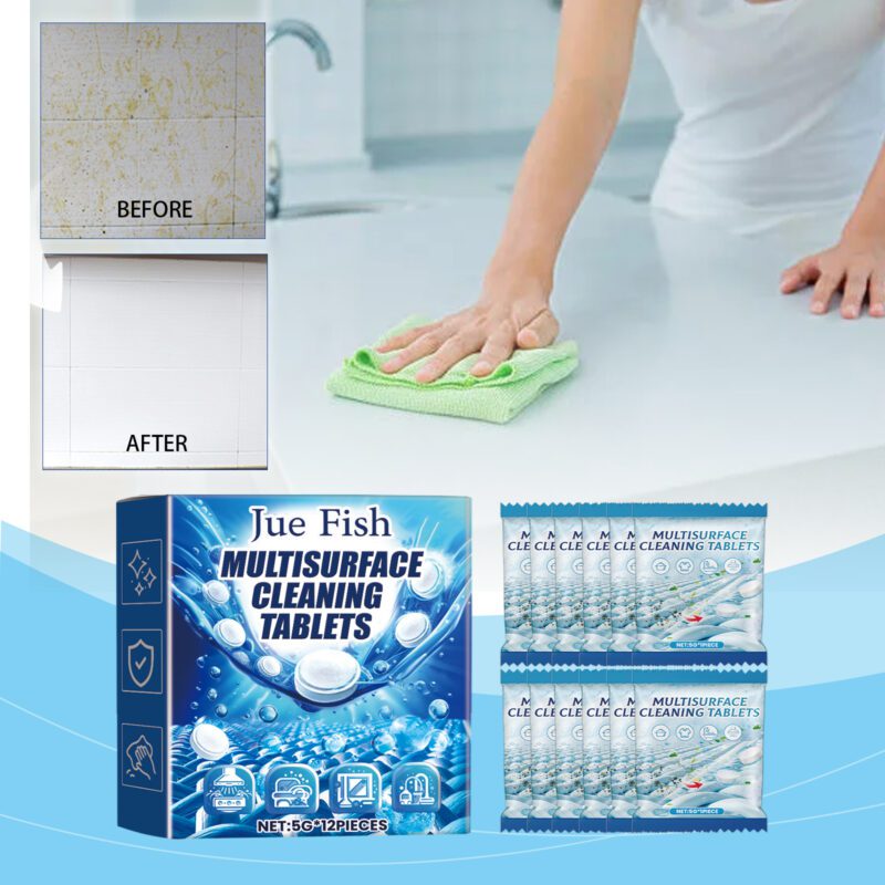 JUE FISH Multi-Purpose Effervescent Cleaning Tablets - Kitchen, Floor & Furniture Safe Household Cleaner - Image 2