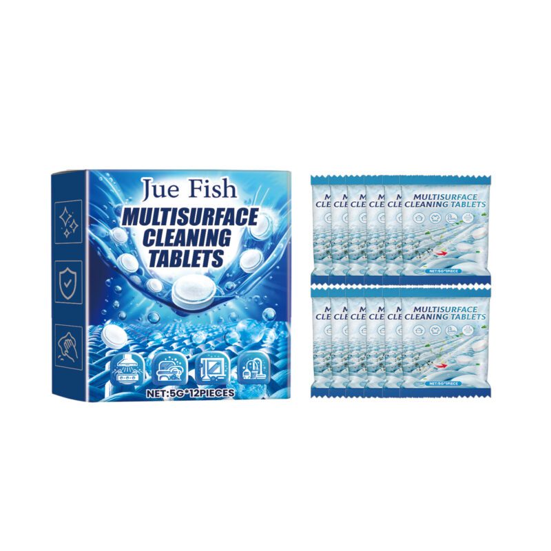 JUE FISH Multi-Purpose Effervescent Cleaning Tablets - Kitchen, Floor & Furniture Safe Household Cleaner