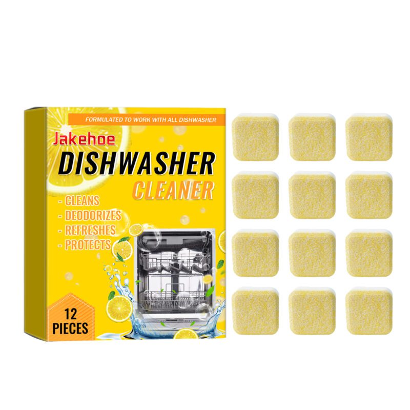 Jakehoe Dishwasher Cleaner Effervescent Tablets (12pcs) - Deep Clean, Heavy Oil Removal, Safe for Appliances