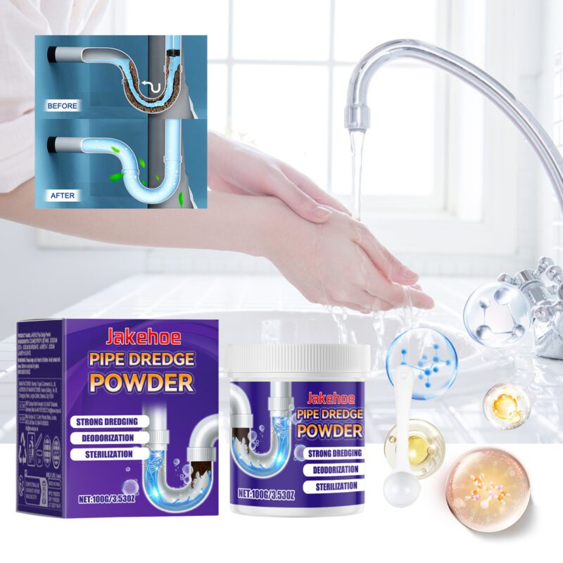 Jakehoe Drain Cleaner Powder: Kitchen/Bathroom Pipe Unclogging, Long-Lasting Deodorizing - Image 2