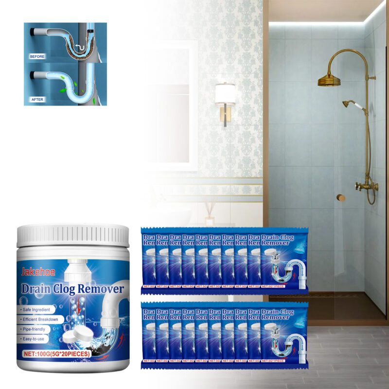 Jakehoe Drain Clog Remover - Multi-Purpose Toilet & Sink Unclogger, Safe Surface Tablets - Image 2