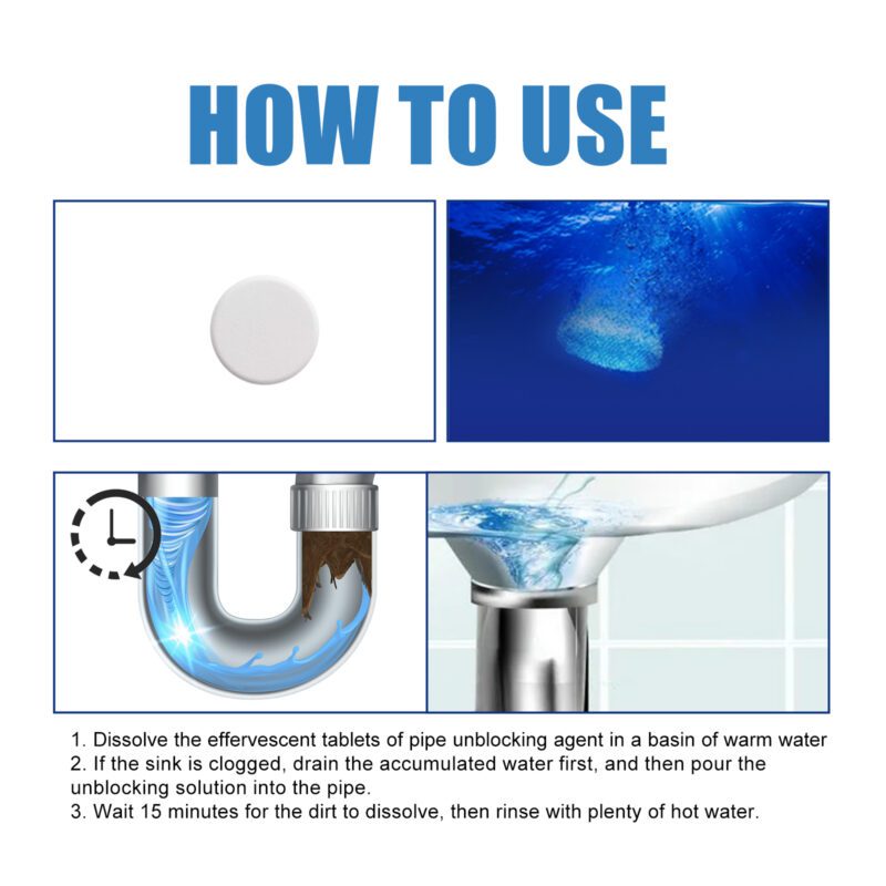 Jakehoe Drain Unblocker Tablets: Multi-Purpose Pipe Cleaner, Toilet & Drain Unclogger - Image 6