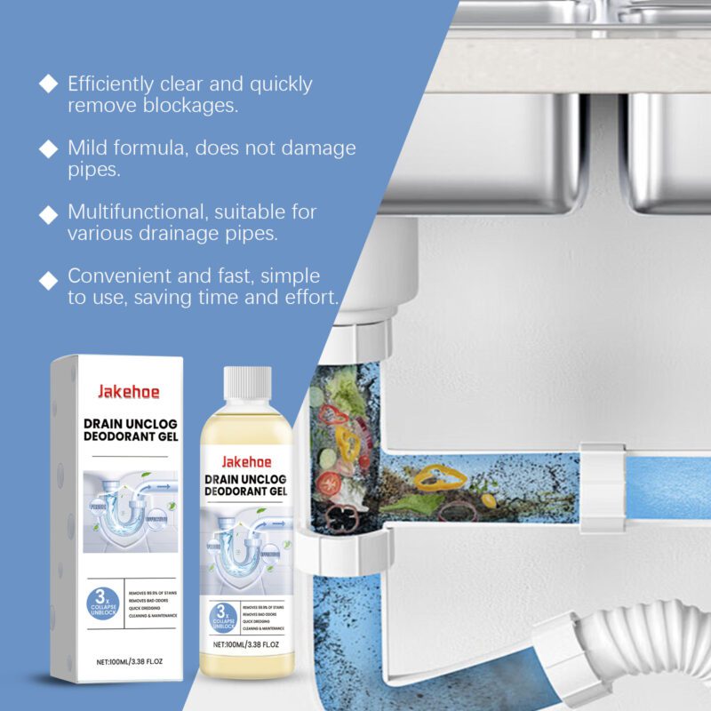 Jakehoe Fast-Acting Pipe Unclog Gel | Drain Cleaner for Kitchen Toilet Pipes - Image 3