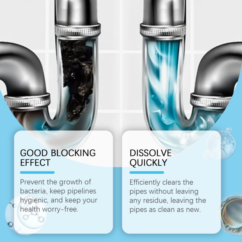 Jakehoe Household Drain Cleaner: Kitchen/Toilet Pipe Unclogger, Safe Effective Formula - Image 3