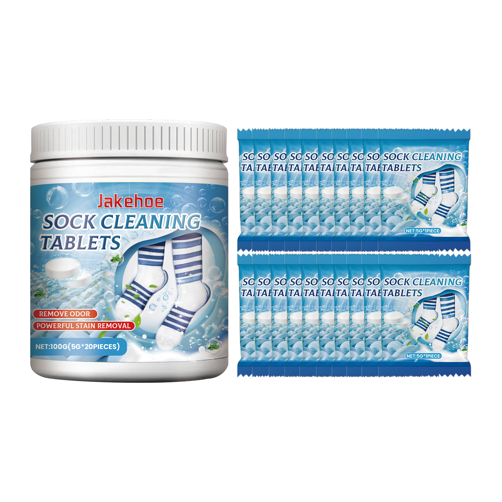 Jakehoe Multi-Purpose Sock Cleaning Tablets – Stain & Odor Eliminator