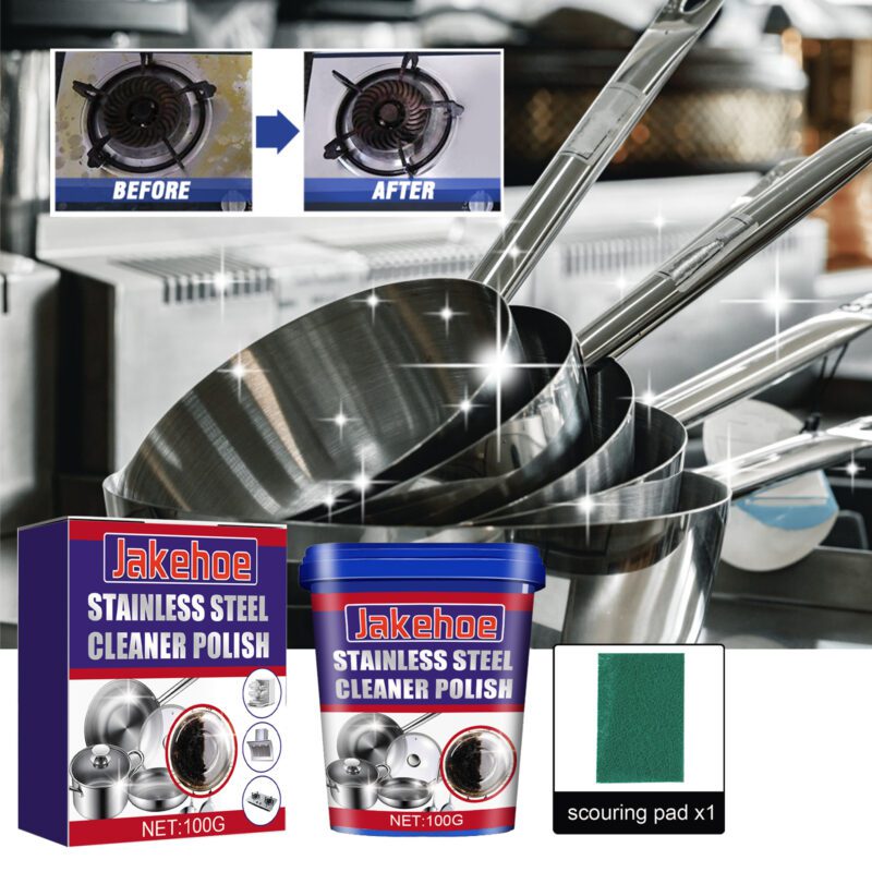 Jakehoe Multi-Purpose Stainless Steel Cleaner Polish - Kitchen Appliance & Surface-Safe Stain Remover - Image 2