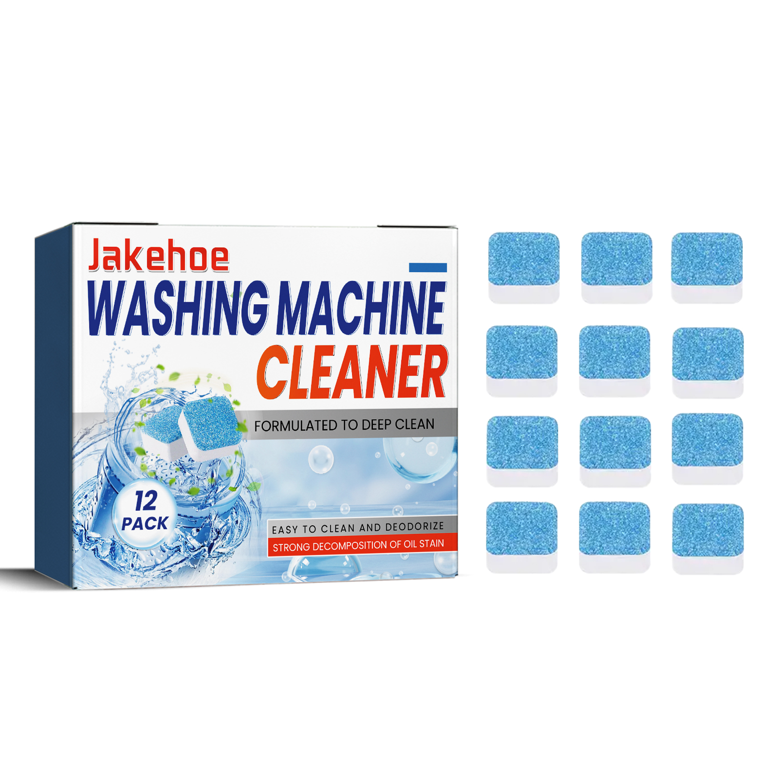 Jakehoe Washing Machine Cleaner Tablets – Deep-Clean, Odor-Removing, Drum-Safe