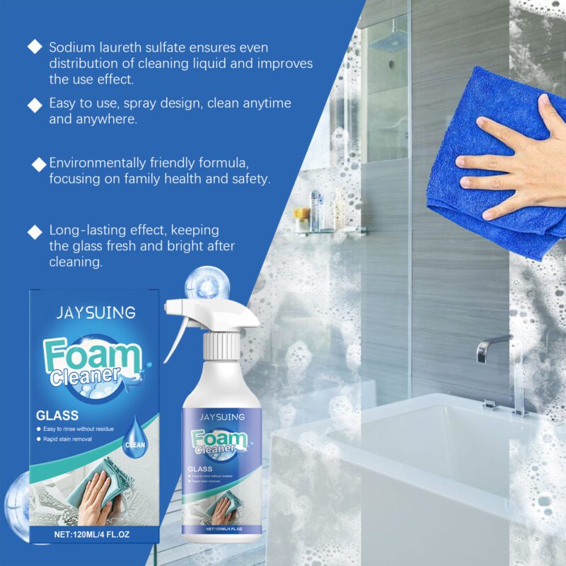 Jaysuing Glass Foam Cleaner: Multi-Purpose, Safe Household Spray, Long-Lasting - Image 3