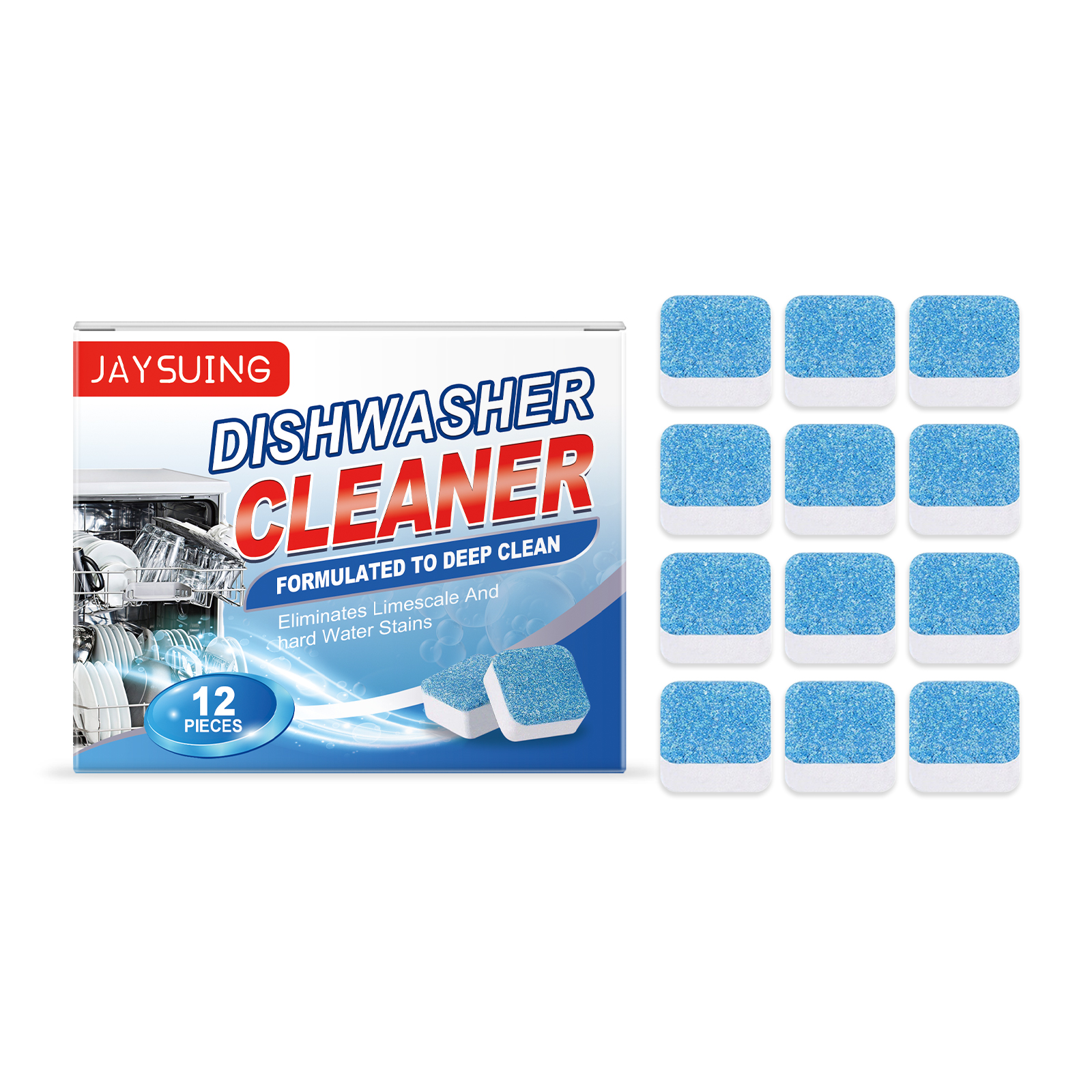 Jaysuing Household Dishwasher Cleaner Tablets – Grease/Scale/Odor Removal