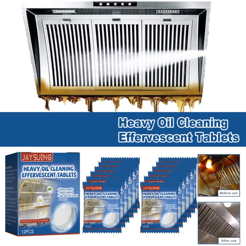 Jaysuing Kitchen Cleaning Tablets (Box Set): Multi-Purpose Heavy Oil Effervescent Stain Remover