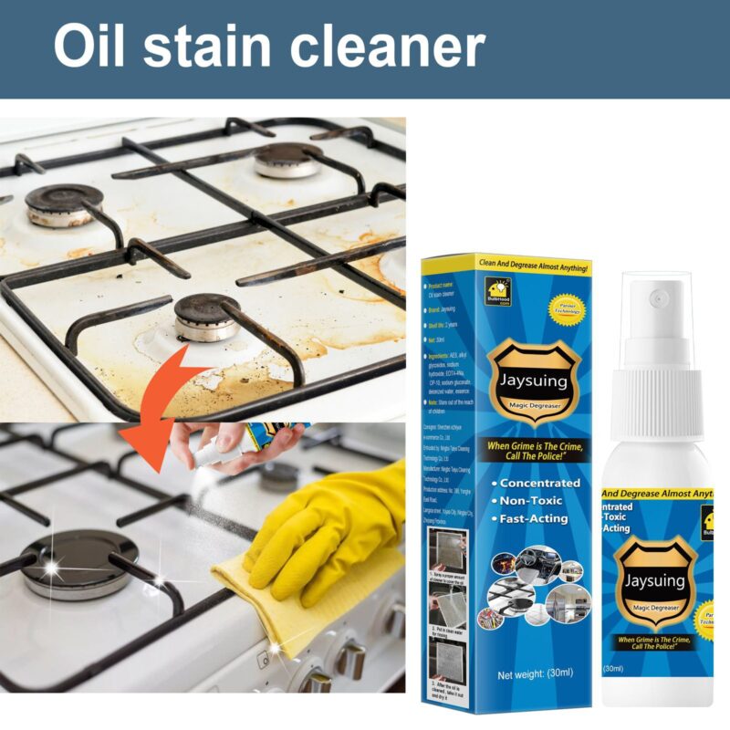 Jaysuing Kitchen Oil Stain Remover | Multi-Purpose, Safe Surface Household Cleaner (30ml) - Image 2