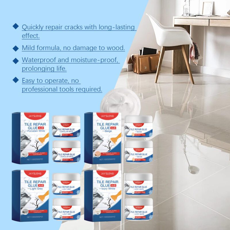 Jaysuing Light Gray Tile Repair Adhesive: Waterproof, Long-Lasting Gap Filler for Household Tiles - Image 3