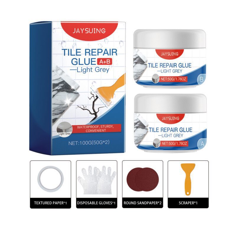 Jaysuing Light Gray Tile Repair Adhesive: Waterproof, Long-Lasting Gap Filler for Household Tiles