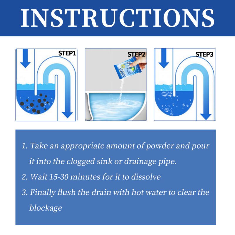 Jaysuing Multi-Purpose Drain Cleaner Powder – Kitchen/Bathroom Unclog, Safe Surface Care - Image 5