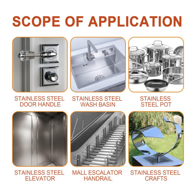 Jaysuing Stainless Steel Cleaner: Multi-Purpose Grease & Rust Remover, Safe Surface Care - Image 3
