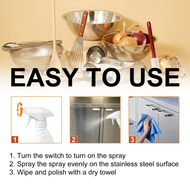 Jaysuing Stainless Steel Cleaner: Multi-Purpose Grease & Rust Remover, Safe Surface Care - Image 6