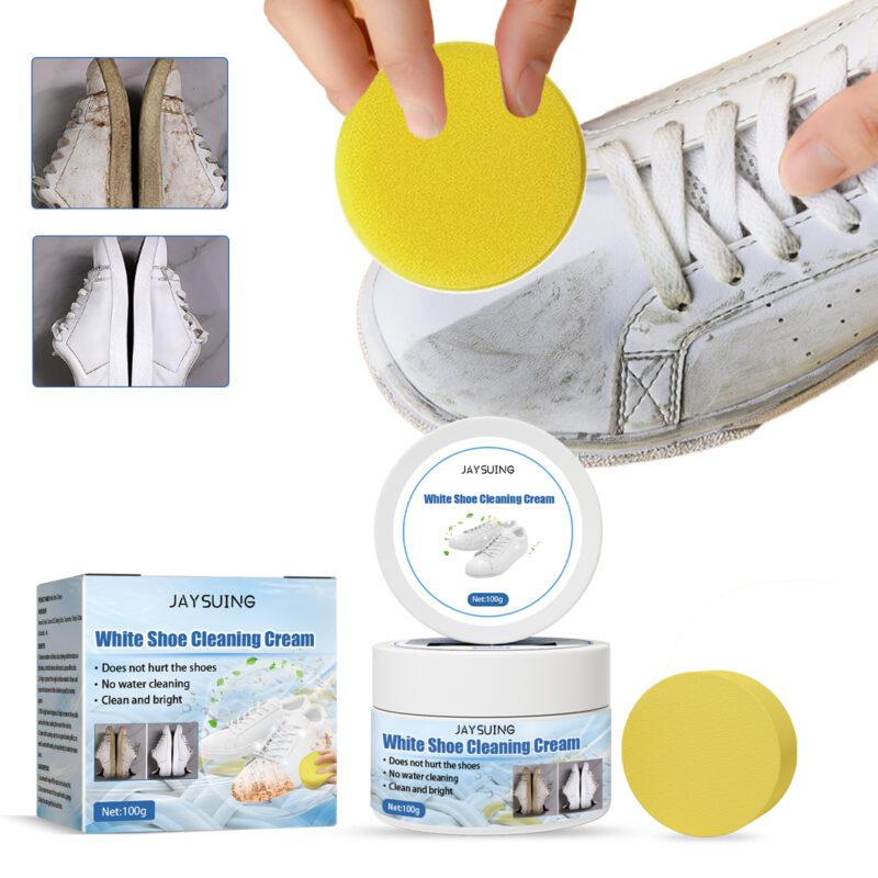 Jaysuing White Shoes Cleaning Cream - Household Shoe Whitener, Long-Lasting Stain Remover