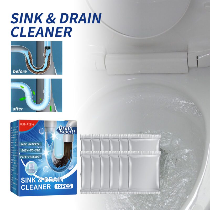 Jue-Fish Drain Cleaner: Toilet Kitchen Safe Multi-Purpose Anti-Clog Unclogger