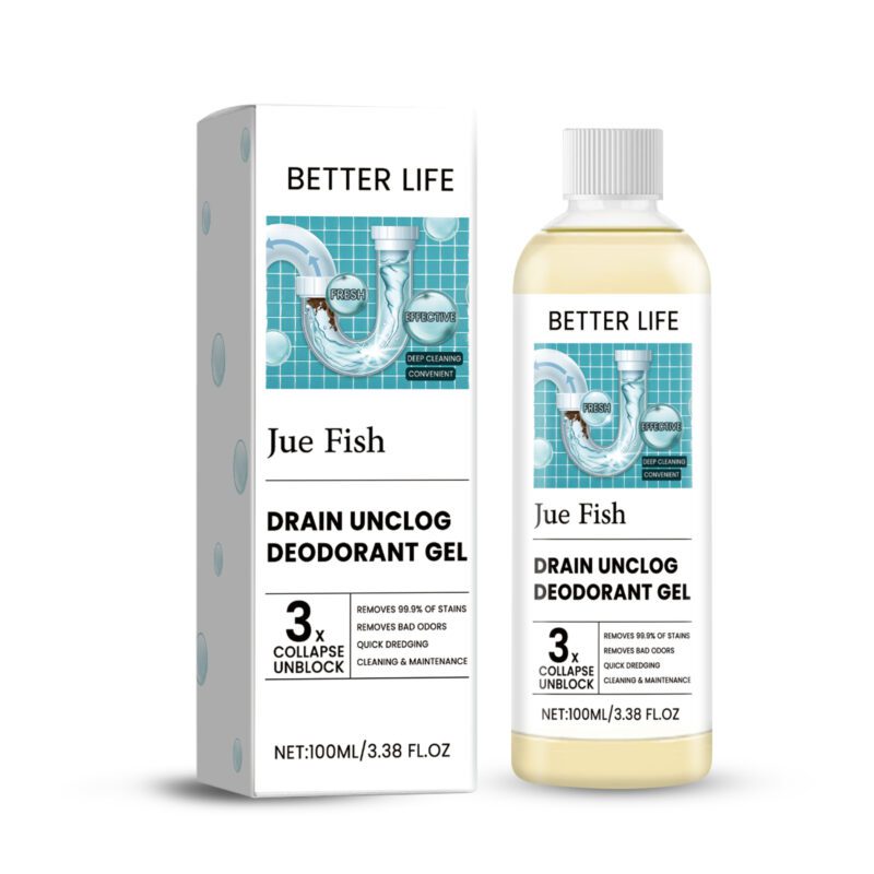 Jue-Fish Drain Unclog Gel: Multi-Purpose Kitchen/Bathroom Drain Cleaner, Deodorizing & Safe