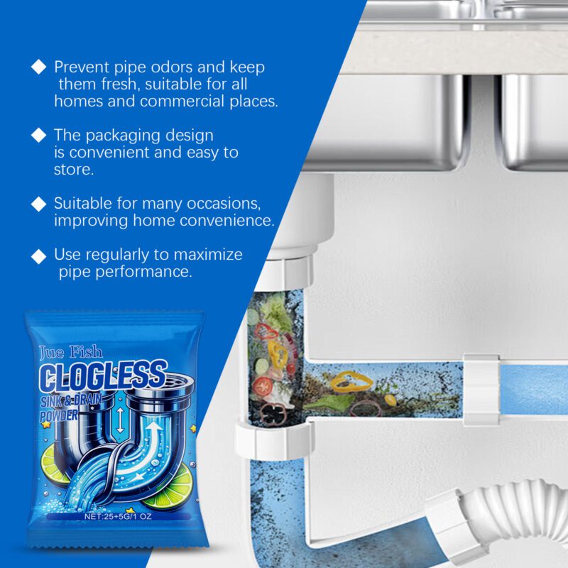 Jue Fish Drain Unclogging Agent: Safe Multi-Purpose Grease Dissolver for Household Drains - Image 4
