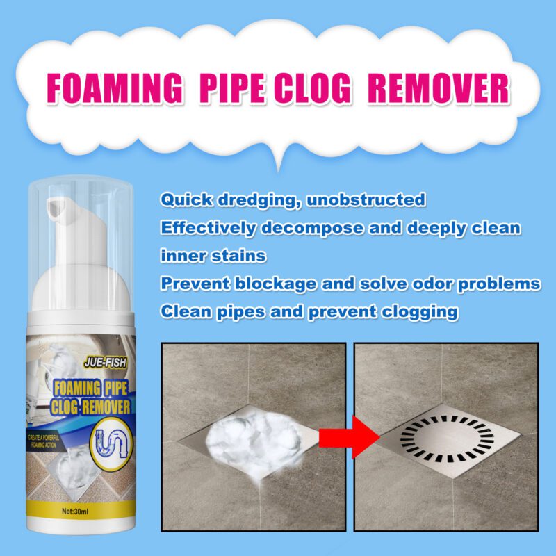 Jue-Fish Foam Pipe Cleaner: Clog Remover, Stain & Odor Eliminator (Household) - Image 3