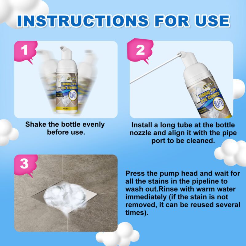 Jue-Fish Foam Pipe Cleaner: Clog Remover, Stain & Odor Eliminator (Household) - Image 6