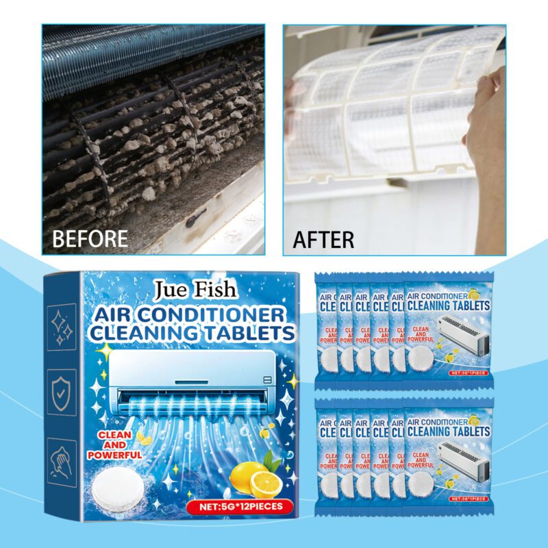 Jue-Fish Household AC Cleaning Effervescent Tablets: Long-Lasting Freshness, Safe Surfaces - Image 2