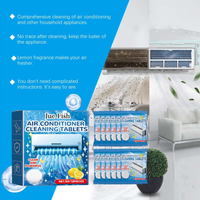 Jue-Fish Household AC Cleaning Effervescent Tablets: Long-Lasting Freshness, Safe Surfaces - Image 4