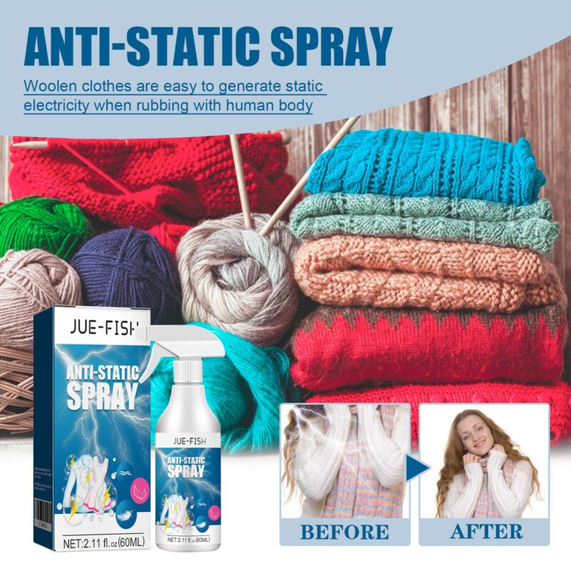 Jue-Fish Household Antistatic Spray: Long-Lasting, Fabric-Safe Static Remover - Image 3