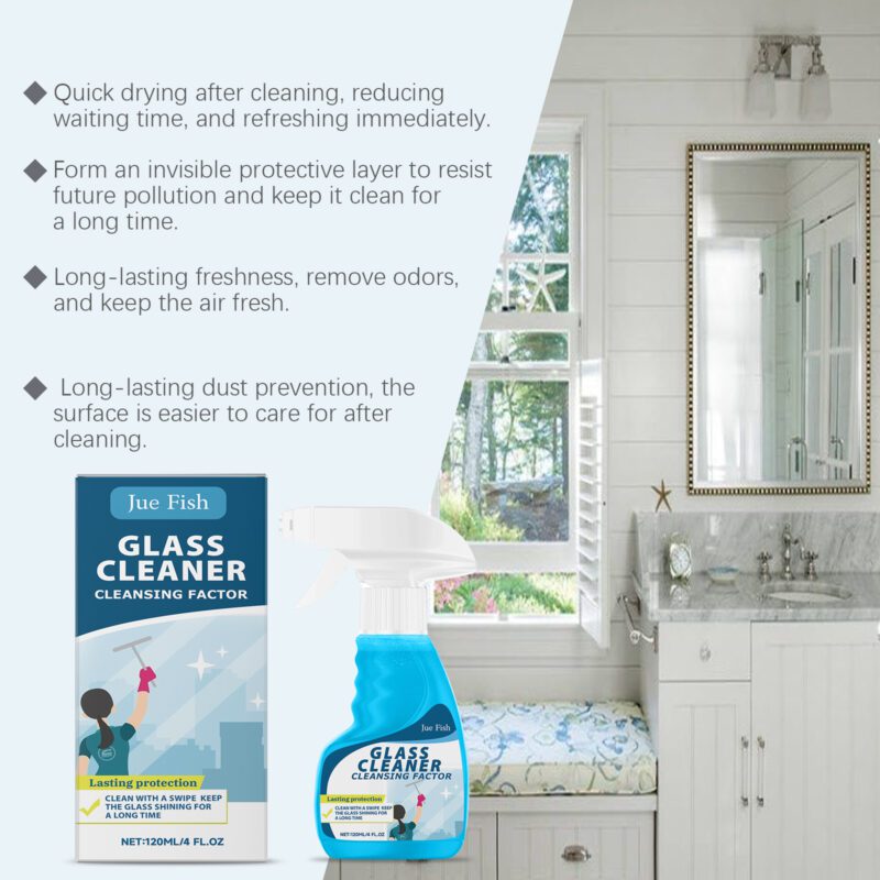 Jue-Fish Household Glass Cleaner: Multi-Purpose Mirror/Window Stain/Oil Remover Spray - Image 4