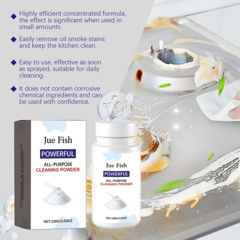 Jue-Fish Multi-Purpose Cleaning Powder: Kitchen Grease Remover, Surface-Safe Household Cleaner - Image 4