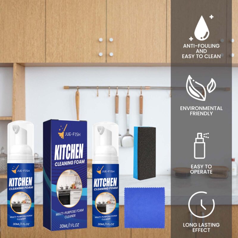 Jue-Fish Multi-Purpose Kitchen Foam Cleaner | Heavy Oil Remover, Surface-Safe Household Cleaner - Image 2