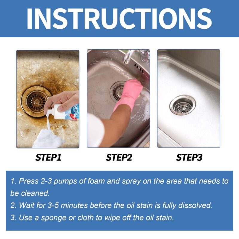 Jue-Fish Multi-Purpose Kitchen Foam Cleaner: Oil Stain Remover, Safe Surface Care - Image 6