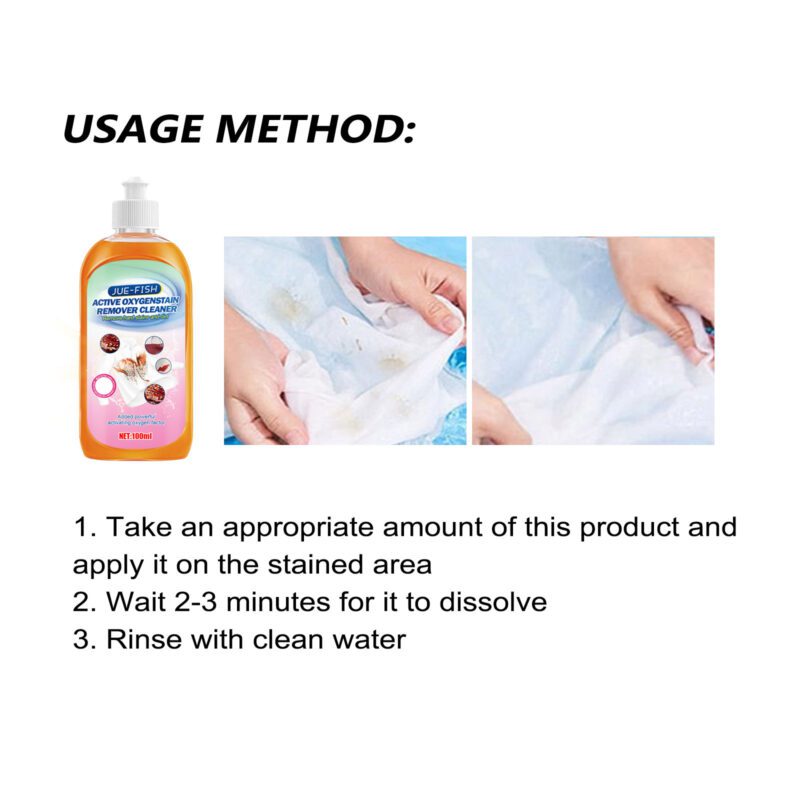 Jue-Fish Multi-Purpose Laundry Stain Remover – Removes Stubborn Oil/Sweat Stains, Safe for Fabrics - Image 5