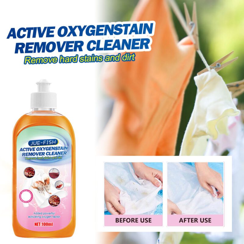 Jue-Fish Multi-Purpose Laundry Stain Remover – Removes Stubborn Oil/Sweat Stains, Safe for Fabrics