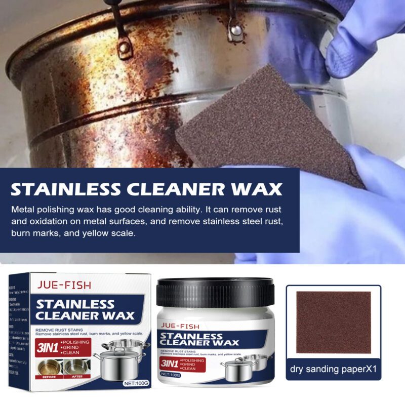 Jue-Fish Multi-Purpose Metal Polish: Kitchen Grease & Rust Remover, Long-Lasting Shine - Image 4