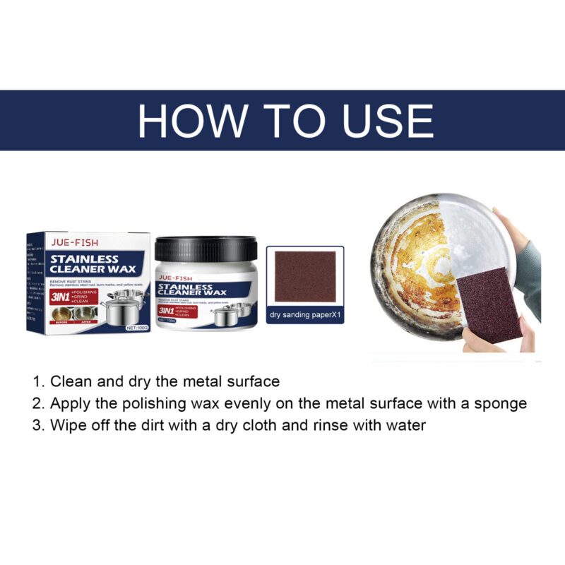Jue-Fish Multi-Purpose Metal Polish: Kitchen Grease & Rust Remover, Long-Lasting Shine - Image 5