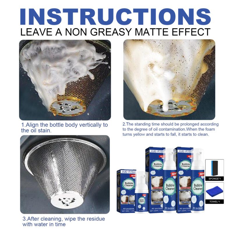 Jue-Fish Multi-Purpose Oil Foam Cleaner: Kitchen Heavy Oil, Surface-Safe - Image 7