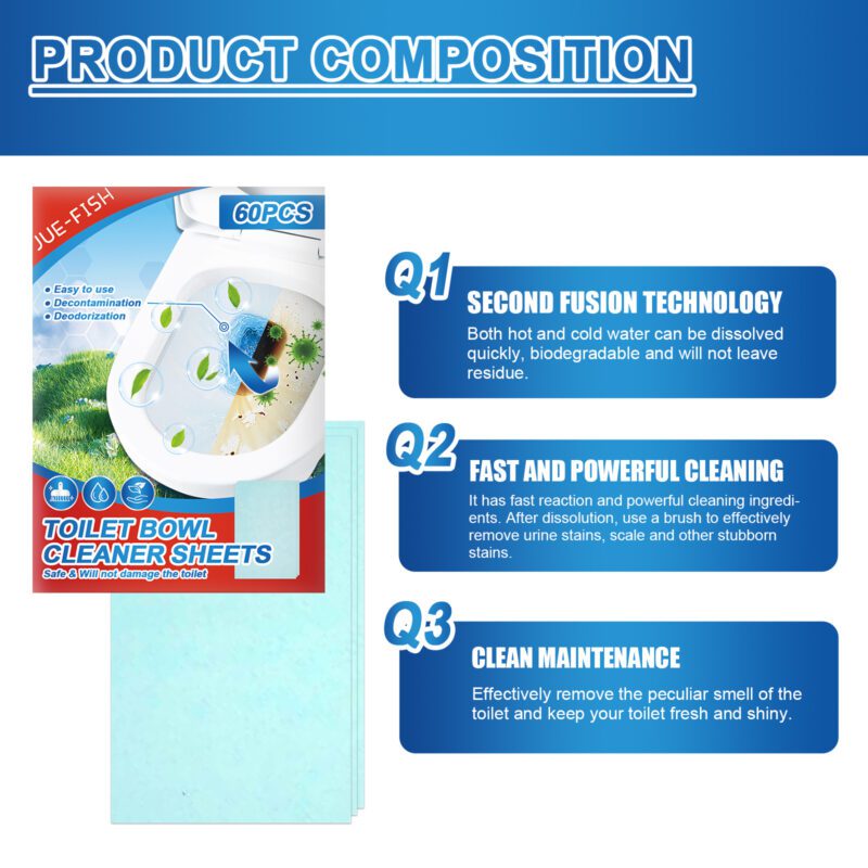 Jue-Fish Toilet Cleaning Tablets: Deodorizing, Stain Removal, Fast-Acting Household Cleaner - Image 4