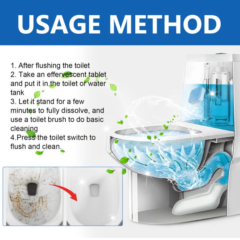 Jue-Fish Toilet Effervescent Tablets: Multi-Purpose Stain Remover, Deodorant, Safe Cleaning - Image 5