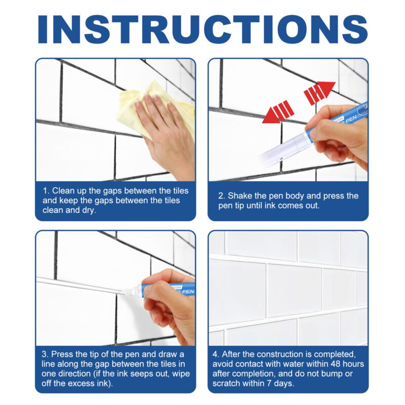 Jue-Fish Waterproof Mildew-Resistant Tile Repair Pen | Bathroom Floor Crevice Care - Image 5