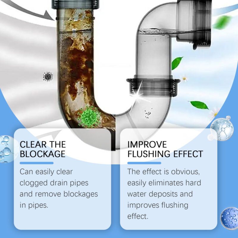 Multi-Purpose Drain Cleaner Powder | Kitchen Toilet Sink Pipe Unclogger, Safe & Long-Lasting - Image 3
