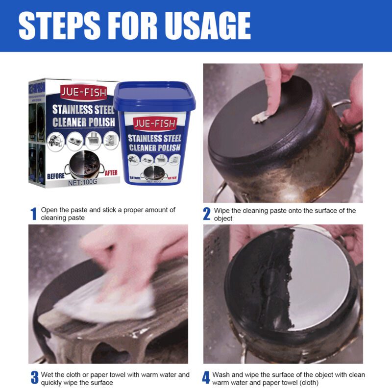Multi-Purpose Stainless Steel Cleaning Cream – Kitchen, Stove, Pot Rust Remover (Long-Lasting, Surface-Safe) - Image 6