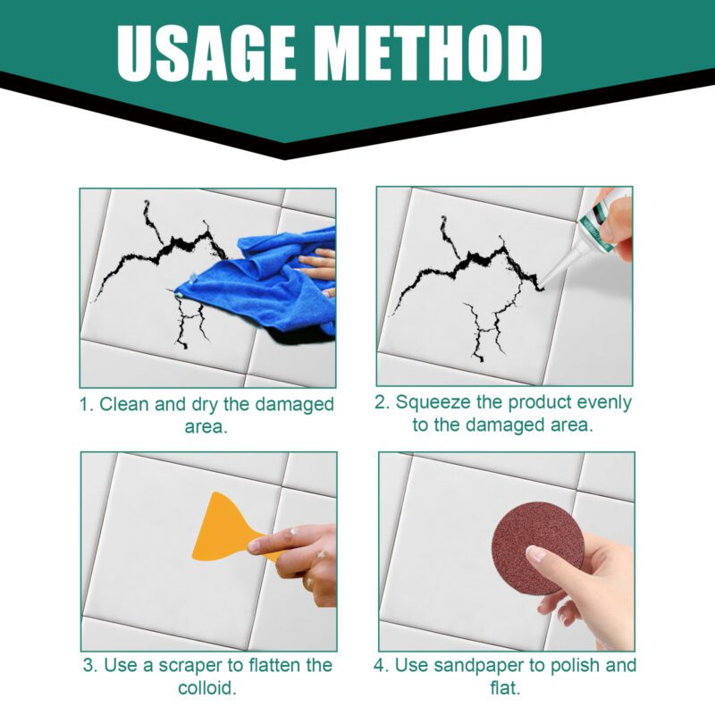 Multi-Purpose Tile Repair Paste | Quick-Drying Crack Adhesive for Household Surfaces - Image 5