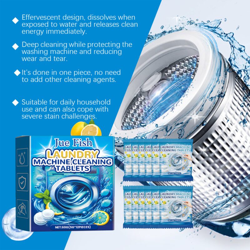 Washing Machine Cleaner Effervescent Tablets - Multi-Purpose, Long-Lasting Stain & Odor Removal - Image 4