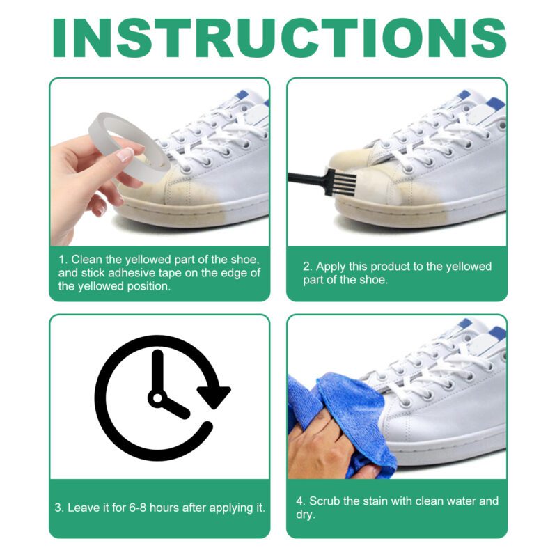 White Shoe Stain Remover Gel - Yellow Edge Oxidation Cleaner, Safe Shoe Care - Image 5