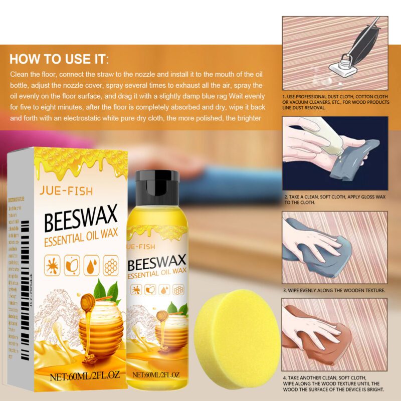 Jue-Fish Multi-Purpose Household Beeswax | Furniture Polish & Floor Care Wax, Long-Lasting Surface-Safe - Image 6